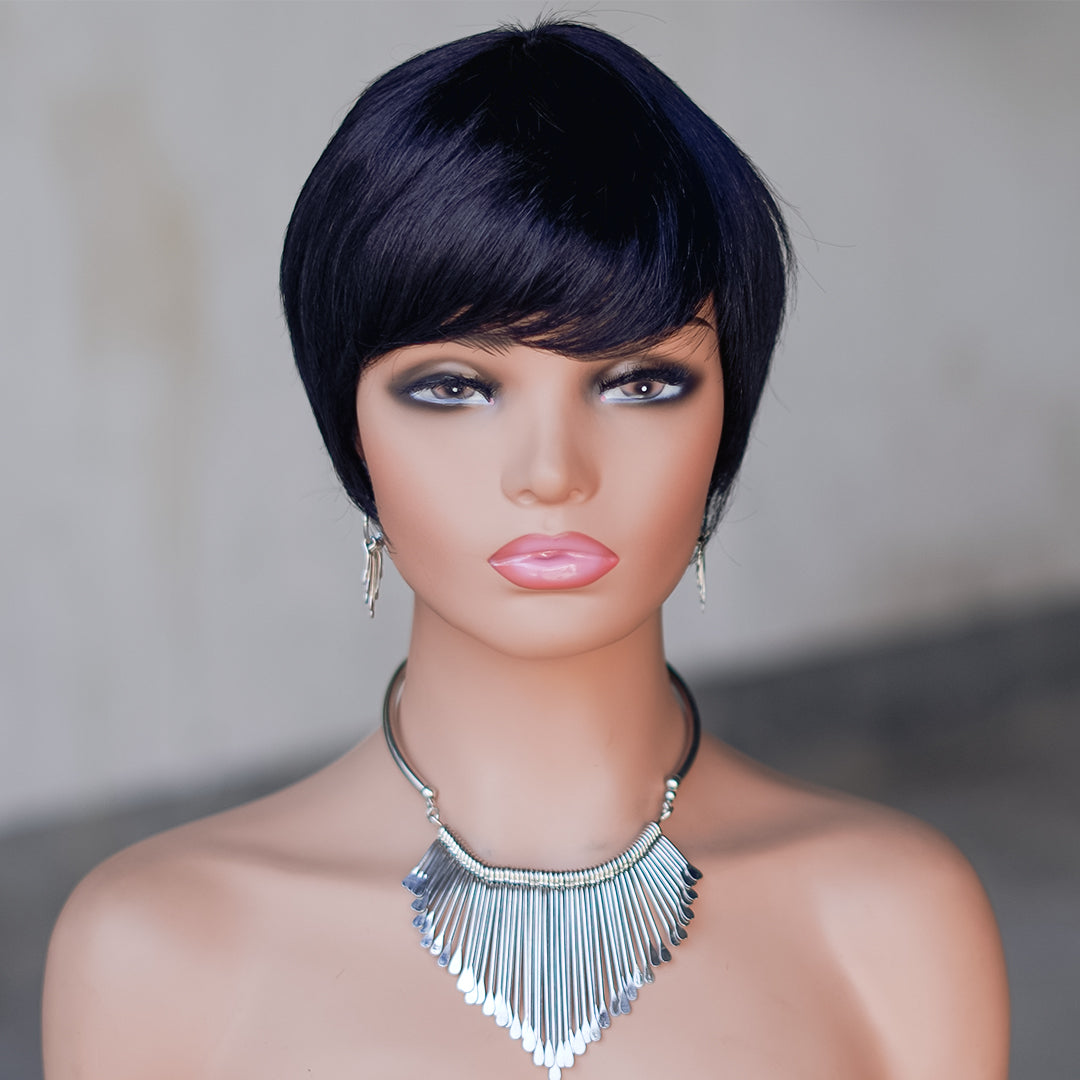 Machine made pixie cut wig---JK9069-#1B---RMB 45---65g