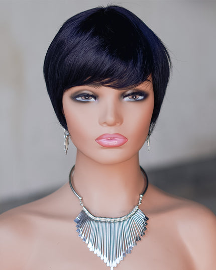 Machine made pixie cut wig---JK9069-#1B---pay 1 get 2