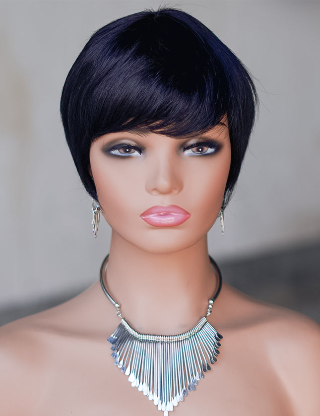 Machine made pixie cut wig---JK9069-#1B---pay 1 get 2