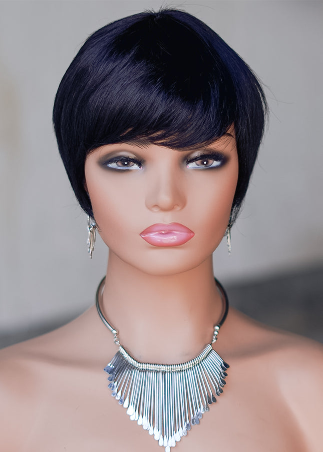 Machine made pixie cut wig---JK9069-#1B---pay 1 get 2