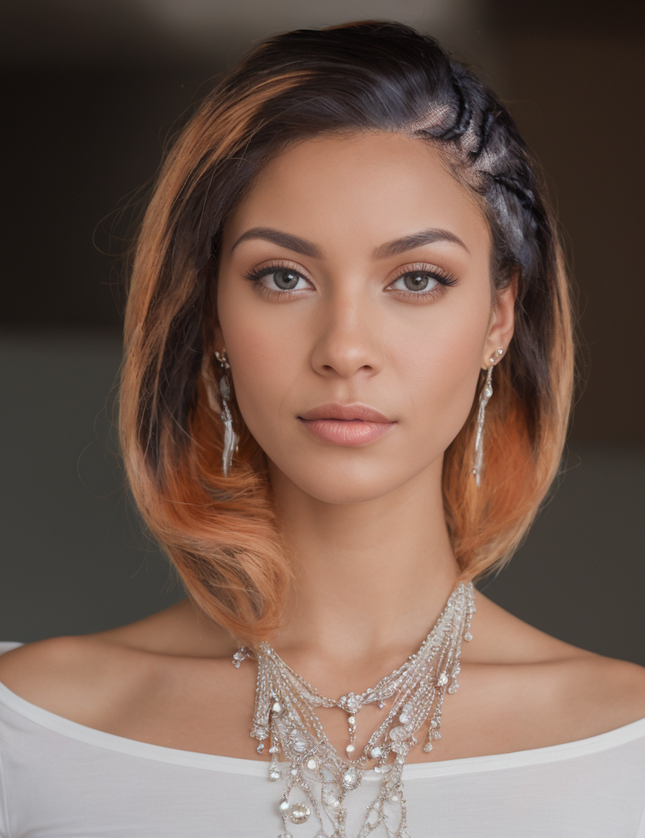 Pixie cut wig 13x4 Lace Frontal Wig---JK045--Ombre #T30