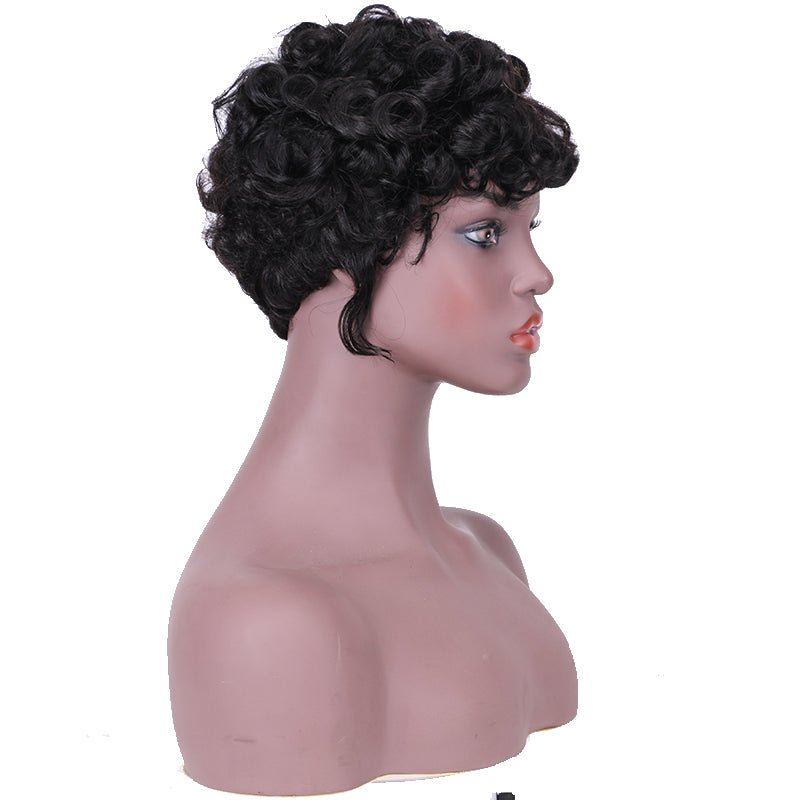 Machine made pixie cut wig---JK9018---#1B---RMB 58