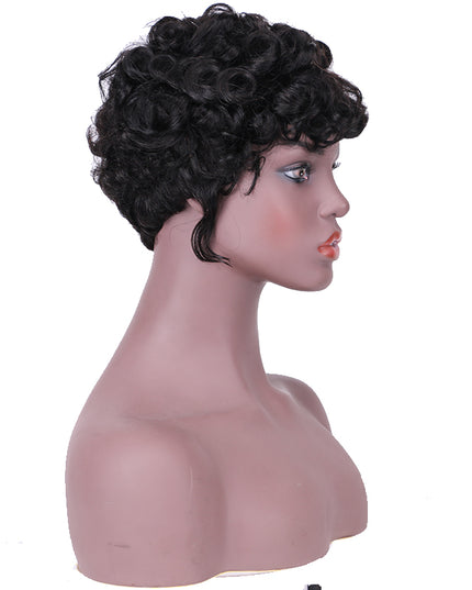 Machine made pixie cut wig---JK9018---#1B-pay 1 get 2