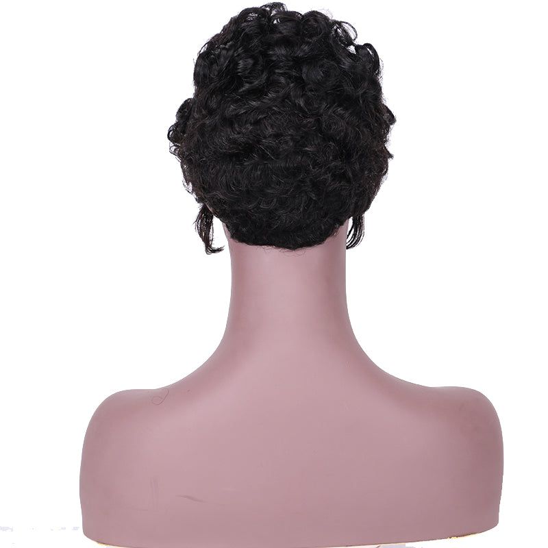 Machine made pixie cut wig---JK9018---#1B---RMB 58