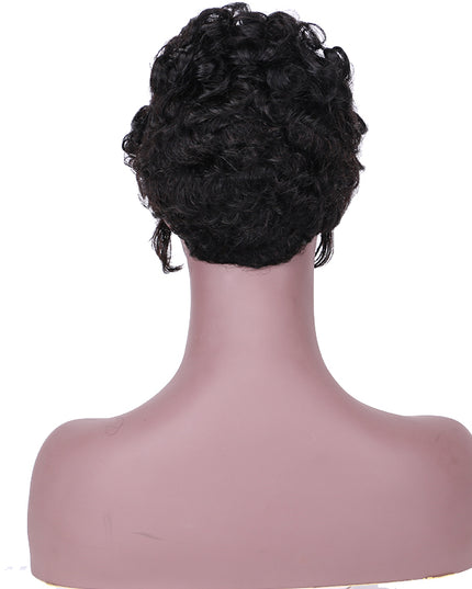 Machine made pixie cut wig---JK9018---#1B-pay 1 get 2