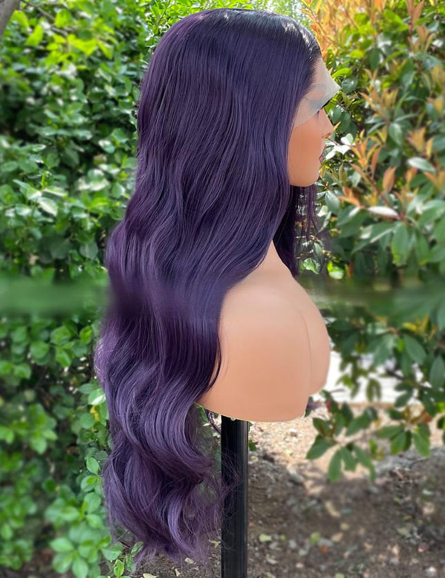 Synthetic lace frontal color wig wavy---13*4---purple color