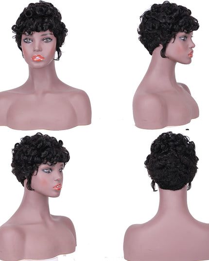 Machine made pixie cut wig---JK9018---#1B-pay 1 get 2