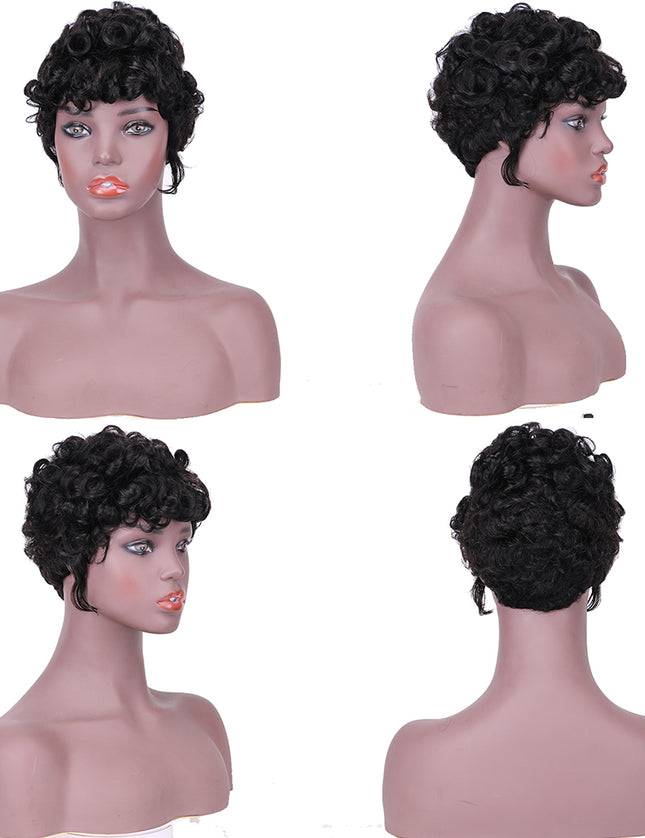 Machine made pixie cut wig---JK9018---#1B-pay 1 get 2