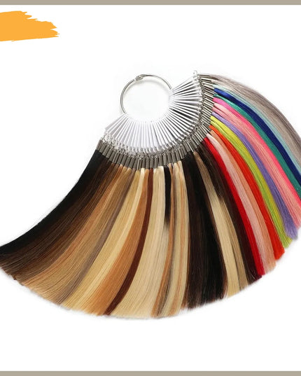 Color Ring Real Human Hair For Salon Sample Testing Kit Colored Hair Swatch 8 inches 43 Shades