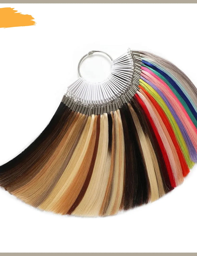 Color Ring Real Human Hair For Salon Sample Testing Kit Colored Hair Swatch 8 inches 43 Shades