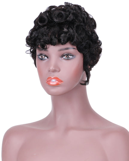 Machine made pixie cut wig---JK9018---#1B-pay 1 get 2