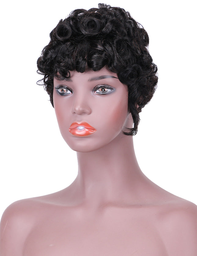 Machine made pixie cut wig---JK9018---#1B-pay 1 get 2