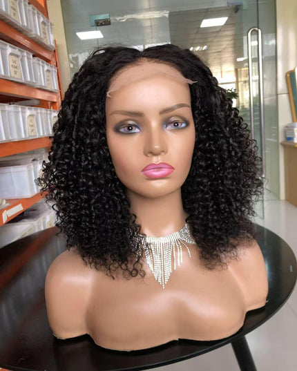 PIXIE curly Natural Black 4x4，5x5 Lace closure 100% Virgin Human Hair Wig 15A