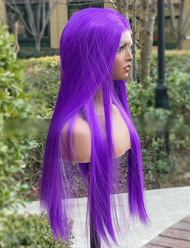 Synthetic lace frontal color wig straight---13*4---light purple color--pay 1 get 2