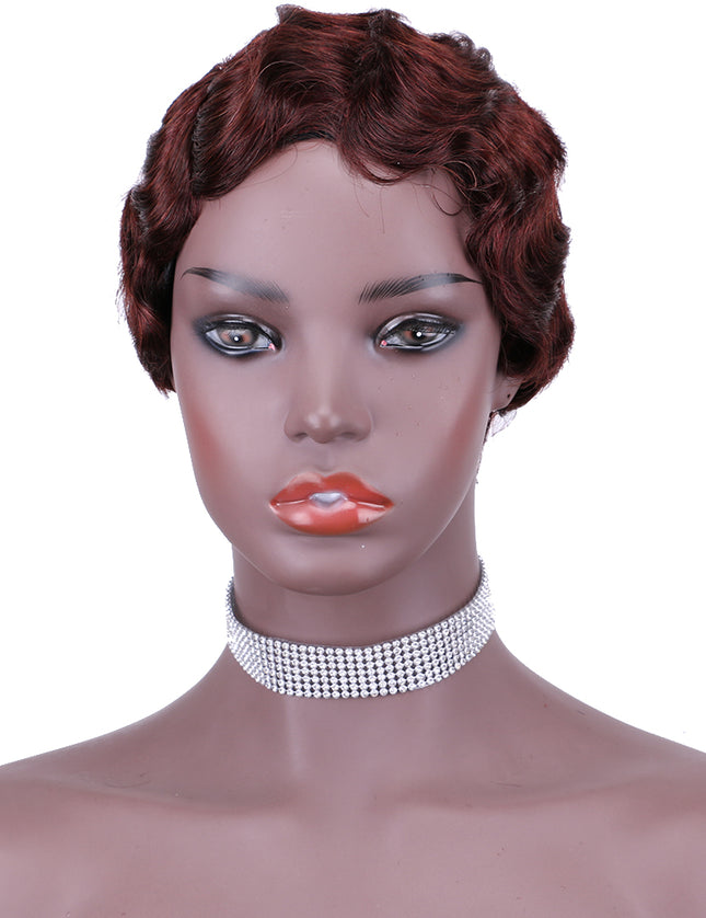 Machine made pixie cut wig---JK9012---#99---pay 1 get 2