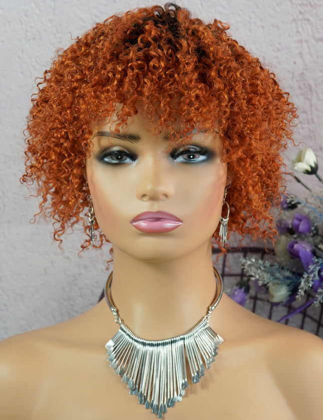 Machine made pixie cut wig---JK9037---#T1B/350