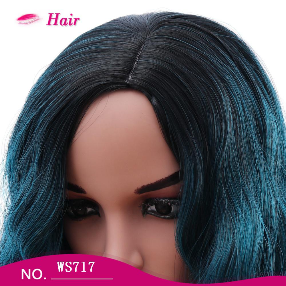 Fiber ombre green color Wig
