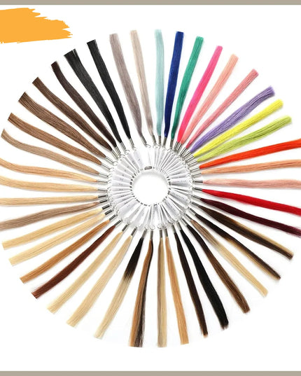 Color Ring Real Human Hair For Salon Sample Testing Kit Colored Hair Swatch 8 inches 43 Shades