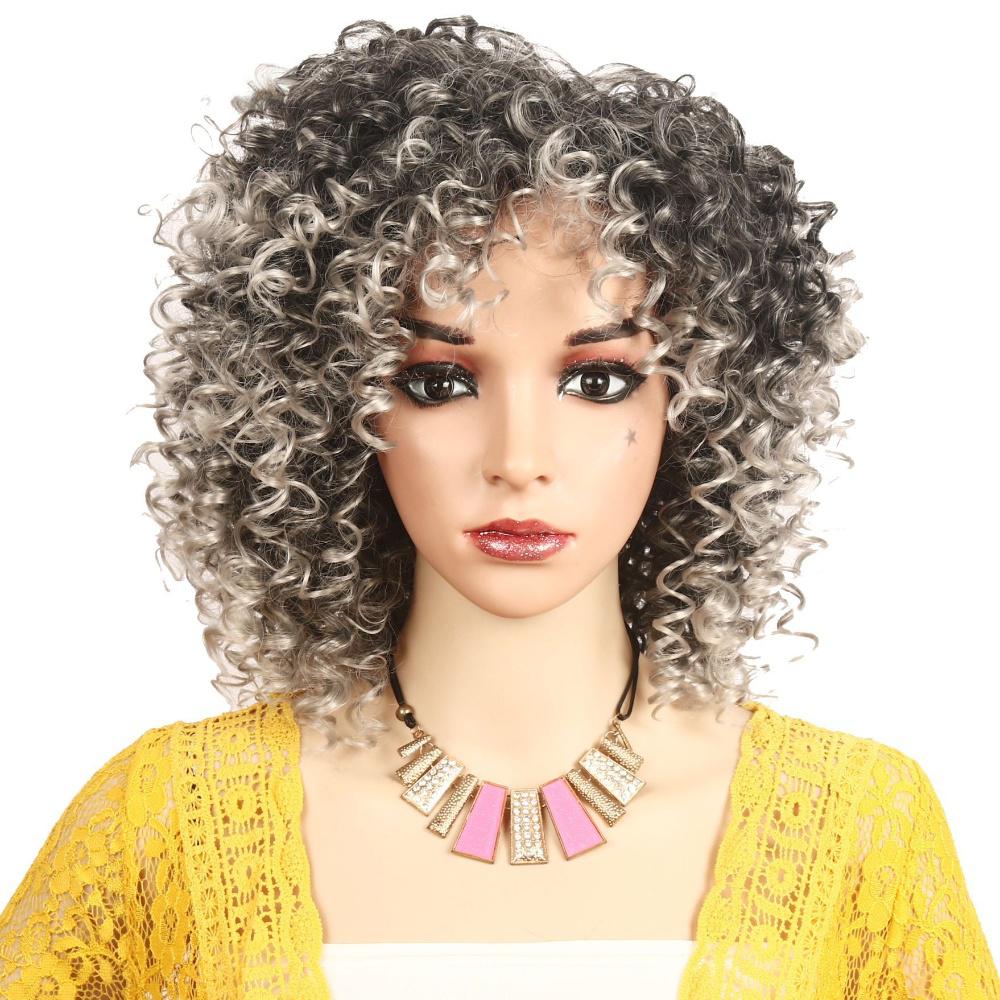 Curly hair fiber wig, , fluffy curly hair-2