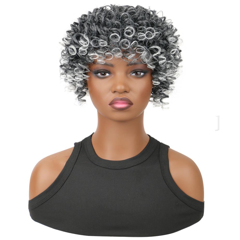 Fiber Female Fluffy Short Curly Hair Topper  -5