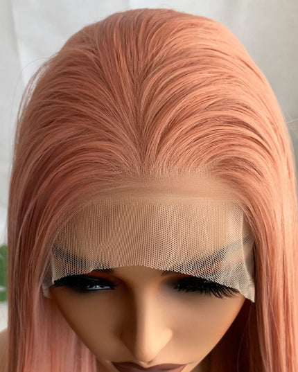 Synthetic lace frontal color wig---13*4---smoke pink color--- pay 1 get 2