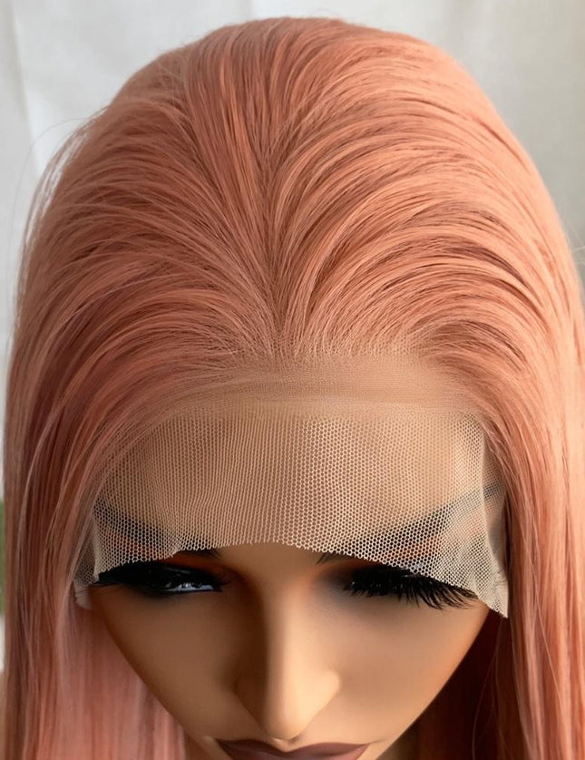 Synthetic lace frontal color wig---13*4---smoke pink color--- pay 1 get 2