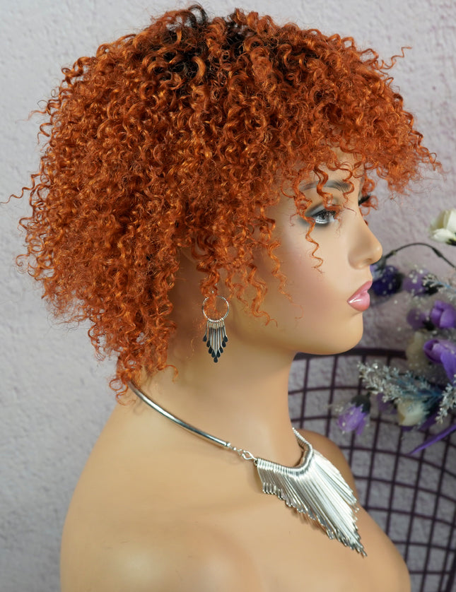 Machine made pixie cut wig---JK9037---#T1B/350