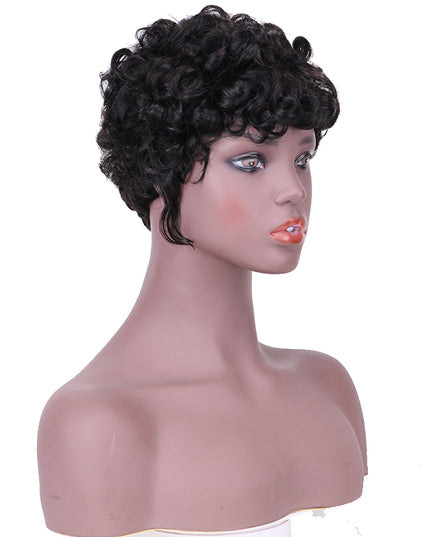 Machine made pixie cut wig---JK9018---#1B-pay 1 get 2