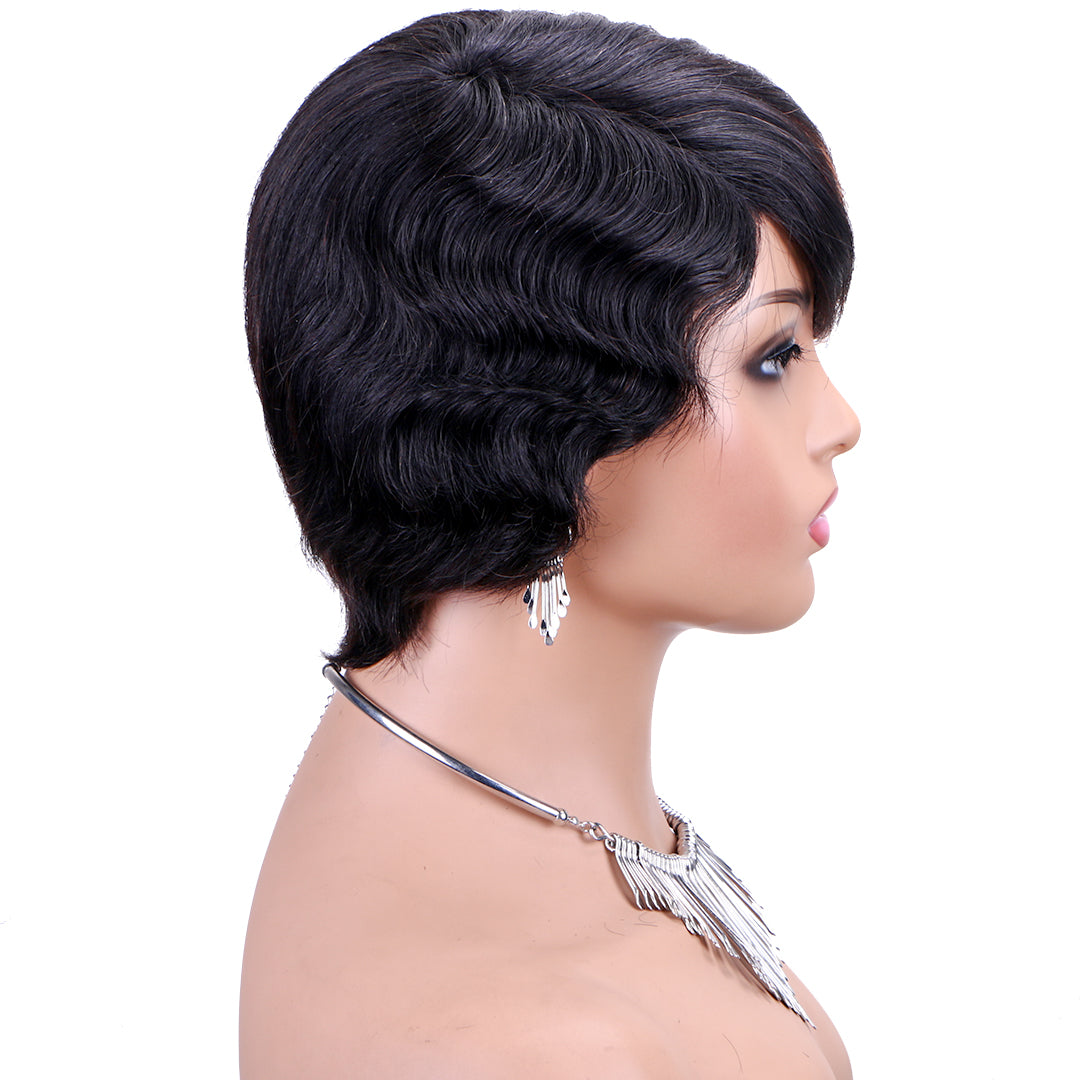 Machine made pixie cut wig-JK9193-Highlight-#1B/30---RMB 61