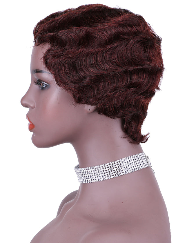 Machine made pixie cut wig---JK9012---#99---pay 1 get 2