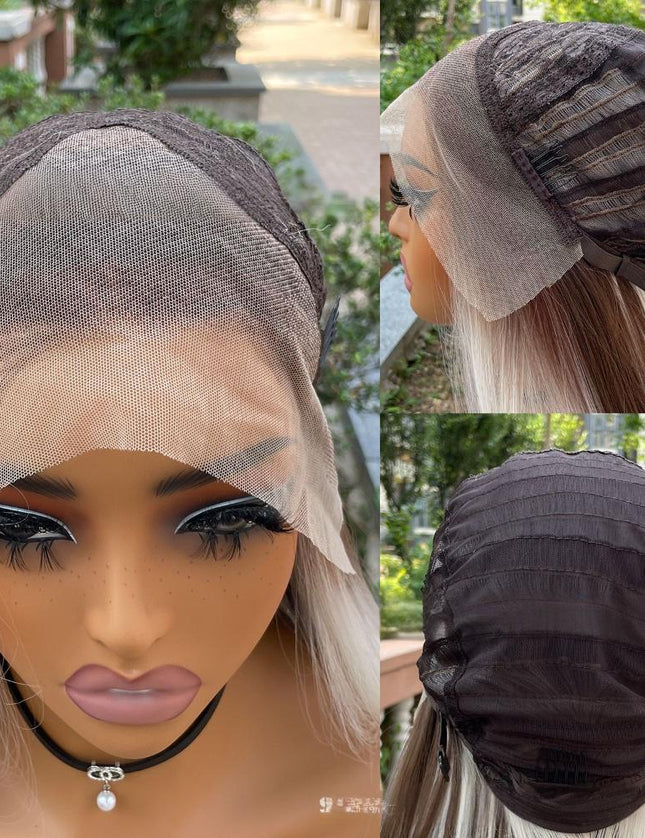 Synthetic lace frontal color wig straight---13*4---Blonde and Brown color---pay 1 get 2