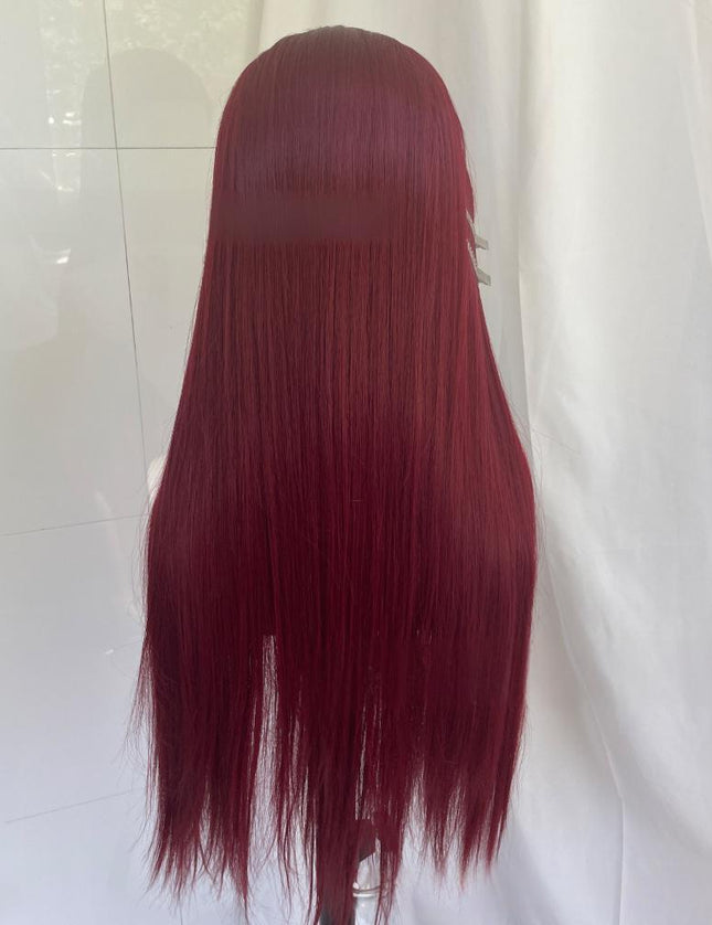 Synthetic lace frontal color wig---13*4---Raspberry Red color