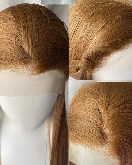 Synthetic lace frontal color wig straight---13*4---dark blonde color---pay 1 get 2