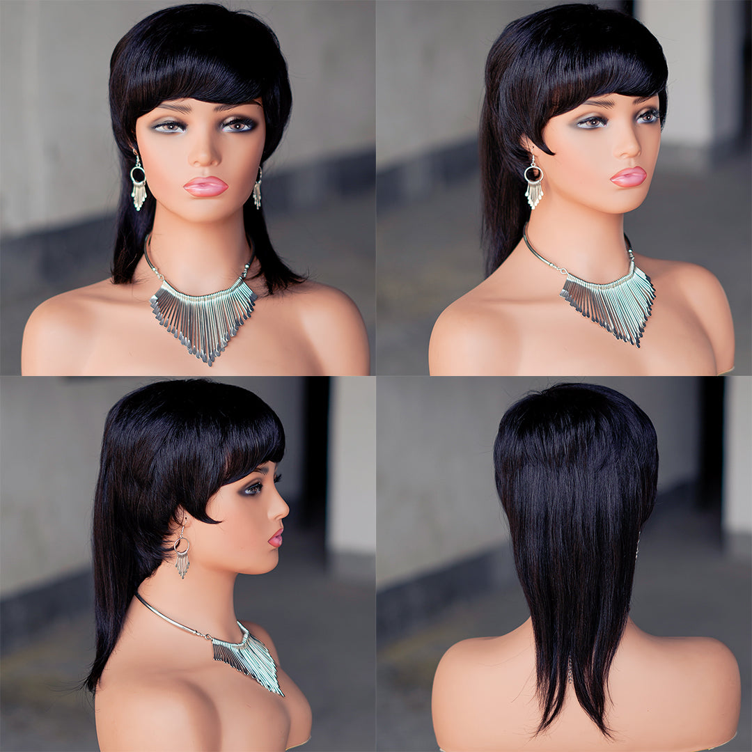 Machine made pixie cut wig--CX019C-#1B---RMB 83