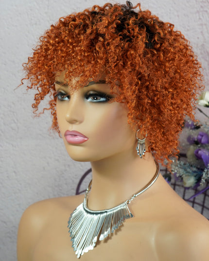 Machine made pixie cut wig---JK9037---#T1B/350