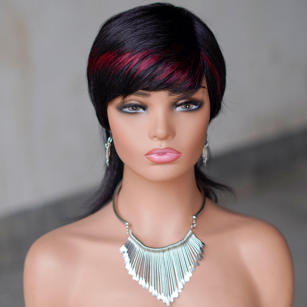 Machine made pixie cut wig--CX019C---#99Color---RMB 83