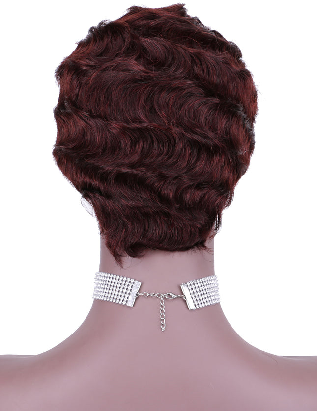 Machine made pixie cut wig---JK9012---#99---pay 1 get 2