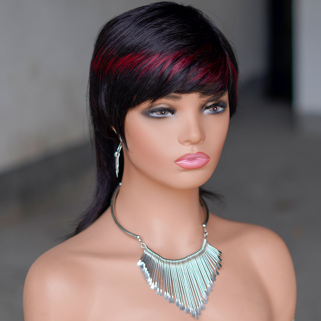 Machine made pixie cut wig--CX019C---#99Color---RMB 83