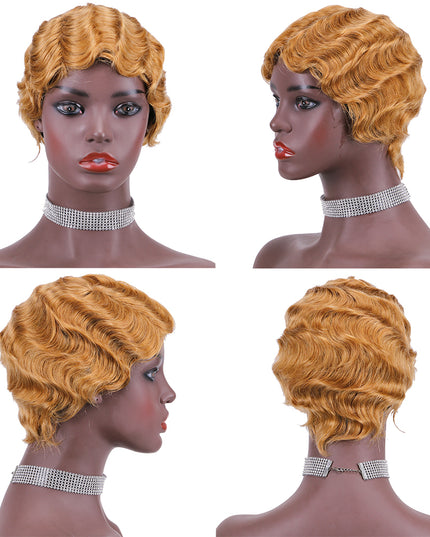 Machine made pixie cut wig---JK9012---#27-pay 1 get 2