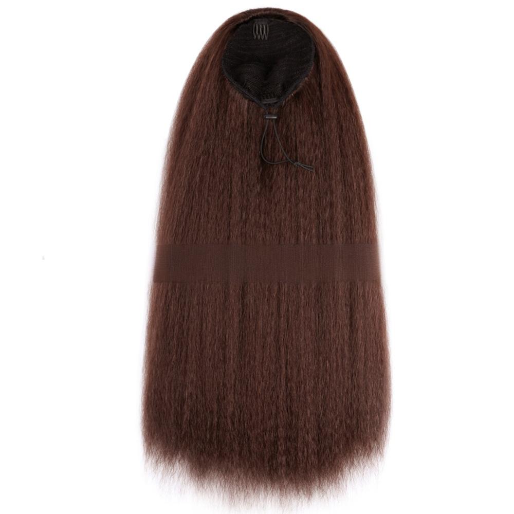 22 inch  fiber drawstring ponytail YAKI silk fluffy corn perm-2