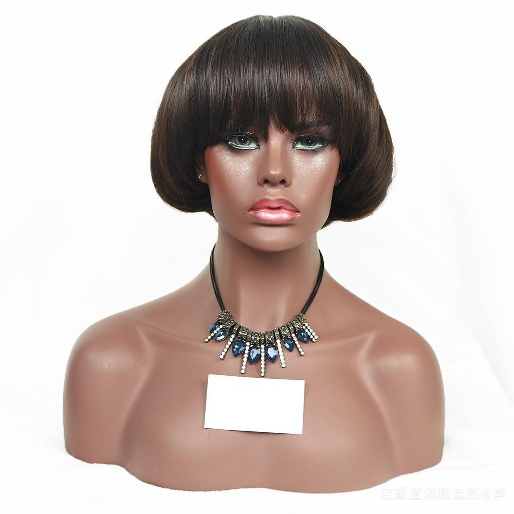 Fiber brown color Mushroom style wig