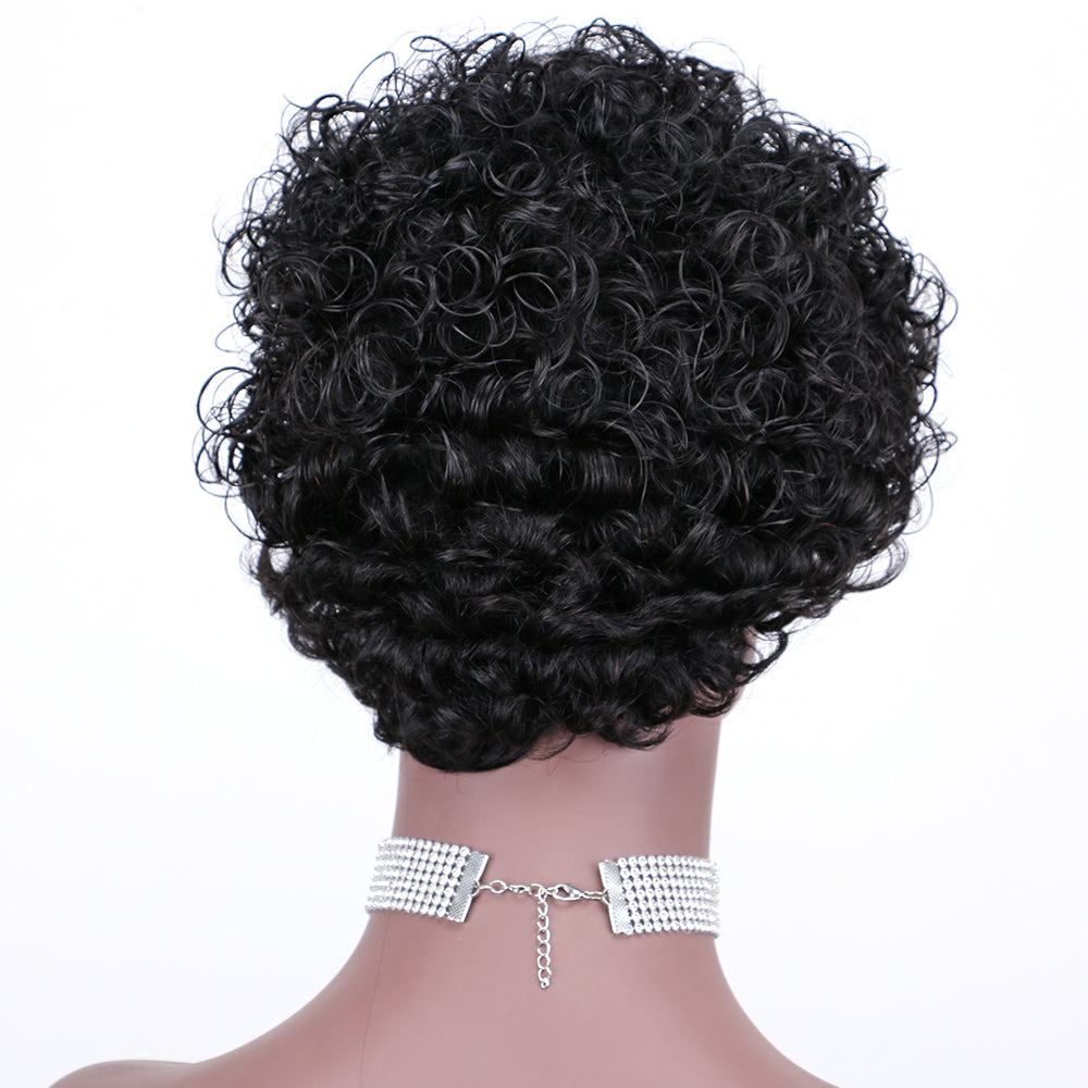 Machine made pixie cut wig--JK9091----#1B---RMB 66