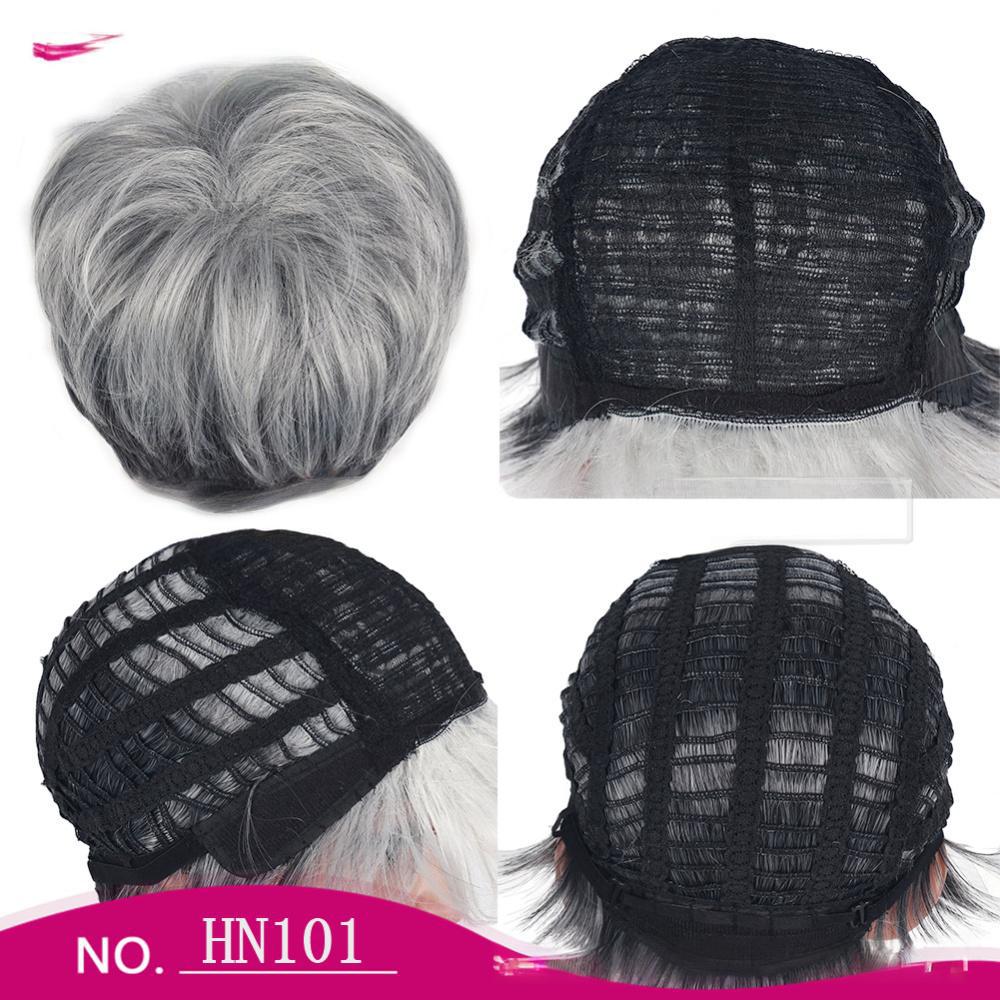 Fiber short wig ombre gray color
