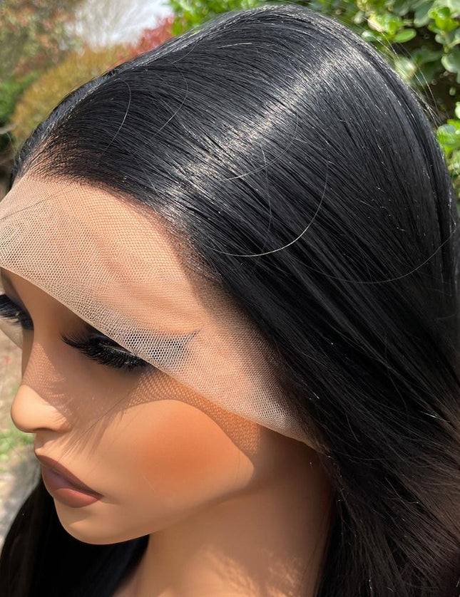 Synthetic lace frontal color wig---13*6---natural black color