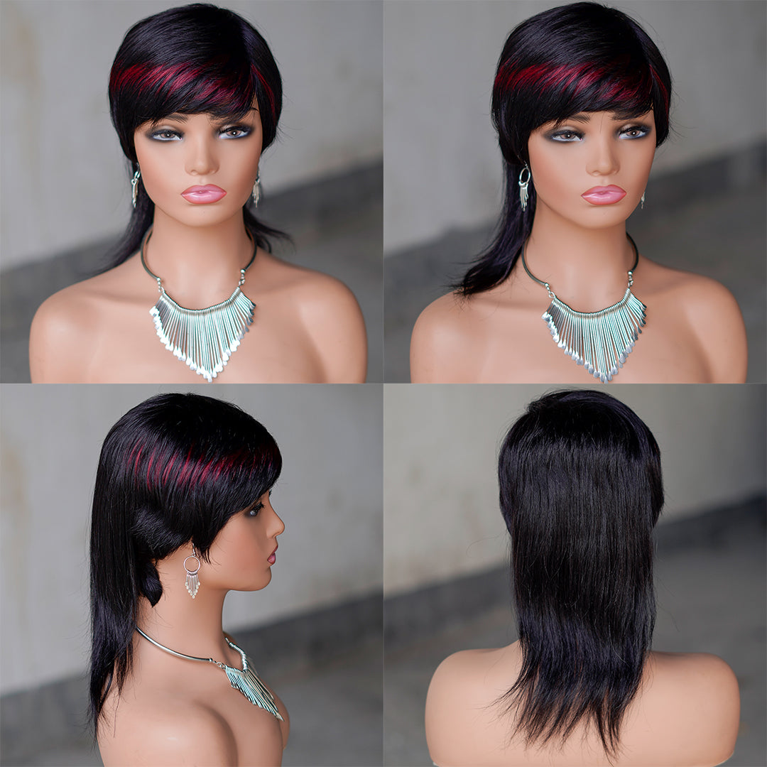 Machine made pixie cut wig--CX019C---#99Color---RMB 83