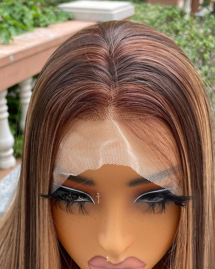 Synthetic lace frontal color wig straight---13*4---P4/27 color---pay 1 get 2