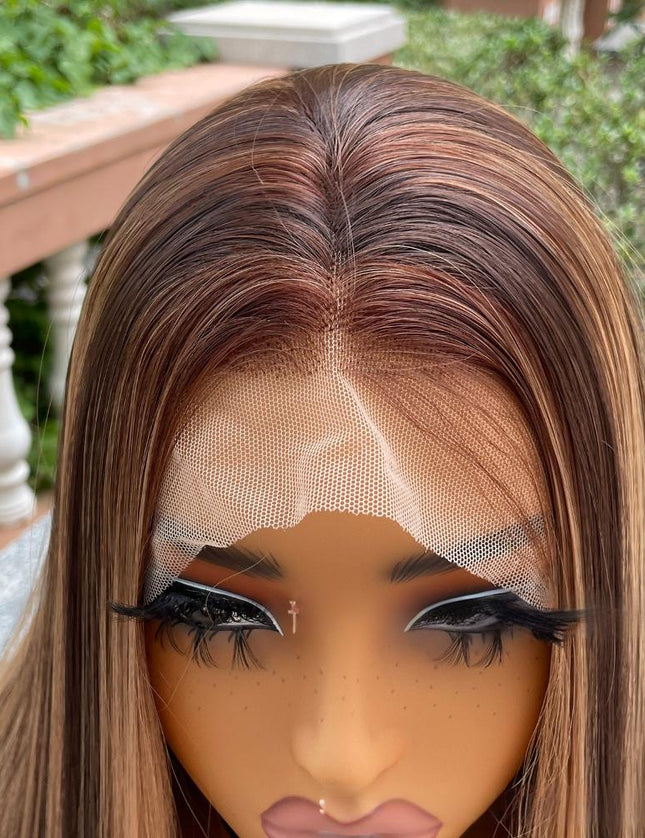 Synthetic lace frontal color wig straight---13*4---P4/27 color---pay 1 get 2