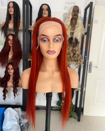 Human Hair Wig 12A straight light reddish brown