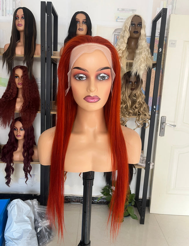 Human Hair Wig 12A straight light reddish brown