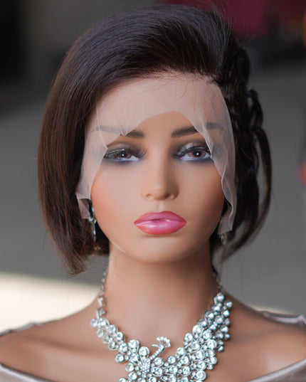 Pixie cut wig 13x4 Lace Frontal Wig---color #1B---JK045